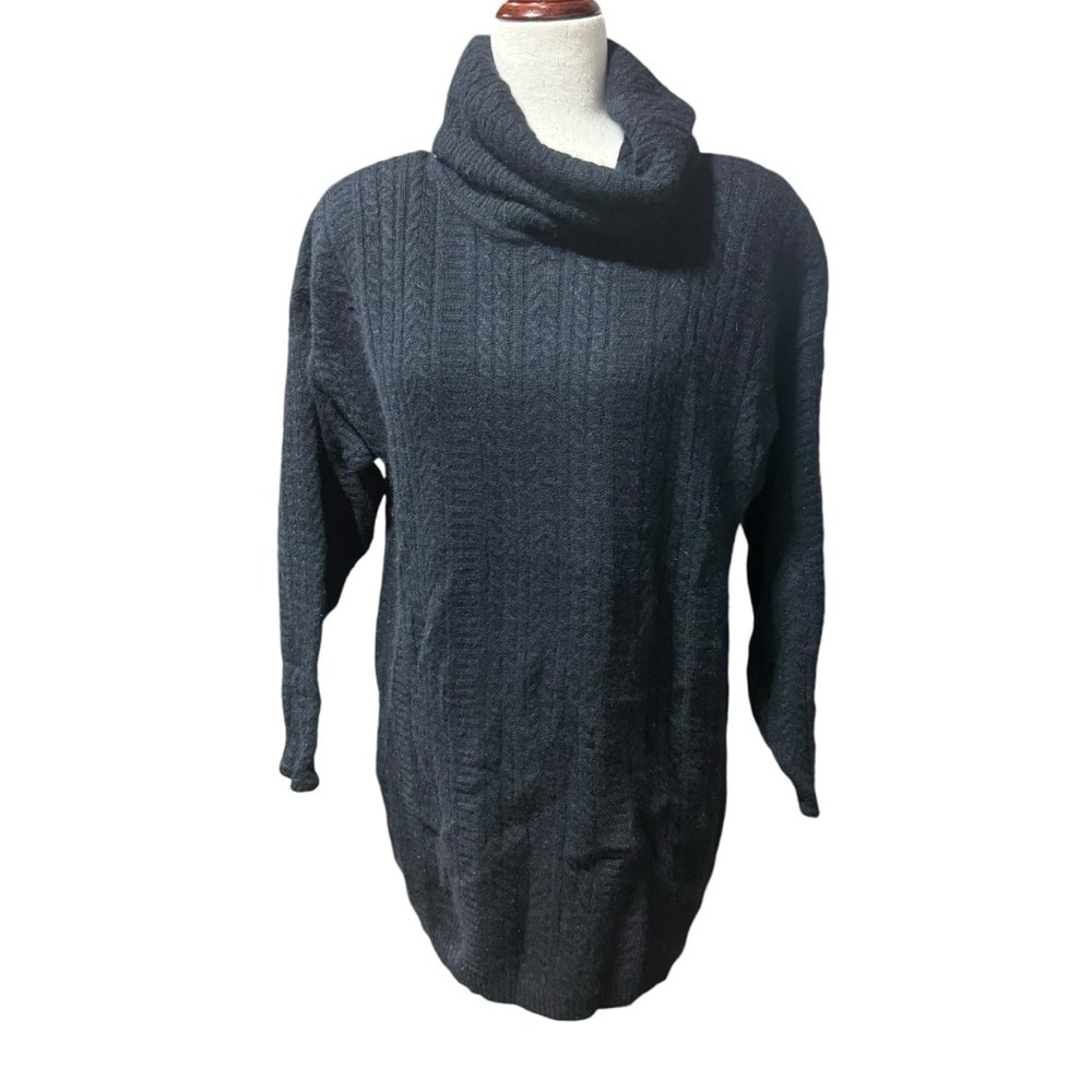Jeanne Pierre Lambswool Angora Rabbit Cable Knit Cowl Neck Sweater Vintage Sz Lg